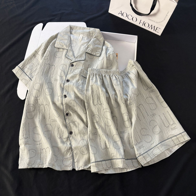 Muški pidžama set: Cloud Cotton, kratki rukavi, šorcevi, lagana tkanina, pogodno za proljeće, ljeto i jesen