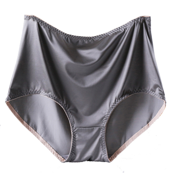 Chiloți femei plus-size cu talie înaltă, din nailon satin; culoare solidă; căptușeală din bumbac; material principal 85% nailon; țesătură satinată