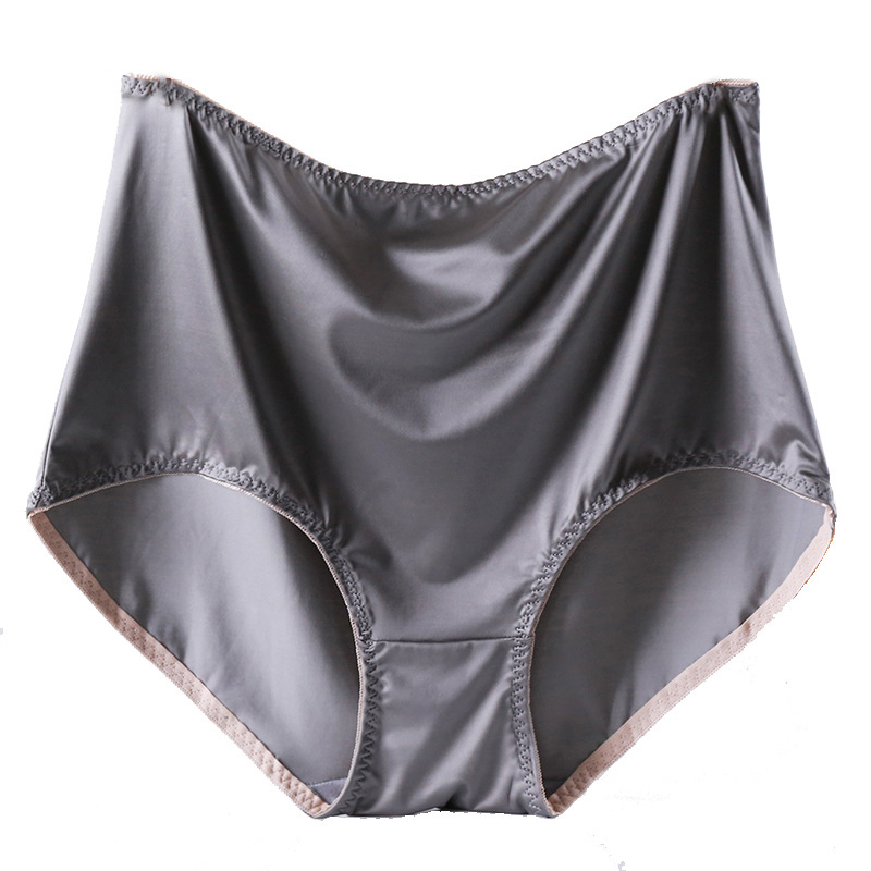 Chiloți femei plus-size cu talie înaltă, din nailon satin; culoare solidă; căptușeală din bumbac; material principal 85% nailon; țesătură satinată