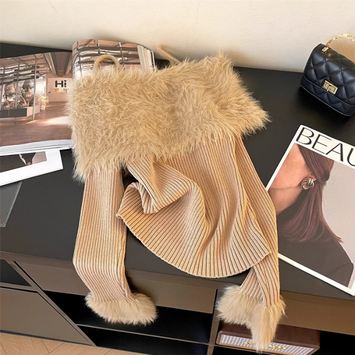 Bluza s jednim ramenom, dugi rukavi, rukav trompet, pulover, poliester