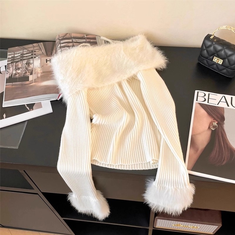 Bluza s jednim ramenom, dugi rukavi, rukav trompet, pulover, poliester