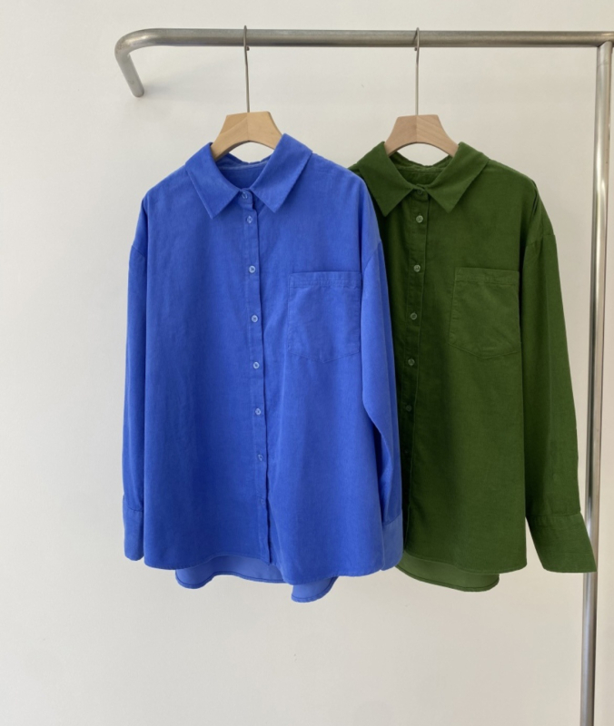 Pamukasta košulja, korejskog stila casual, slobodan kroj, dugi Raglan rukavi, polo ovratnik