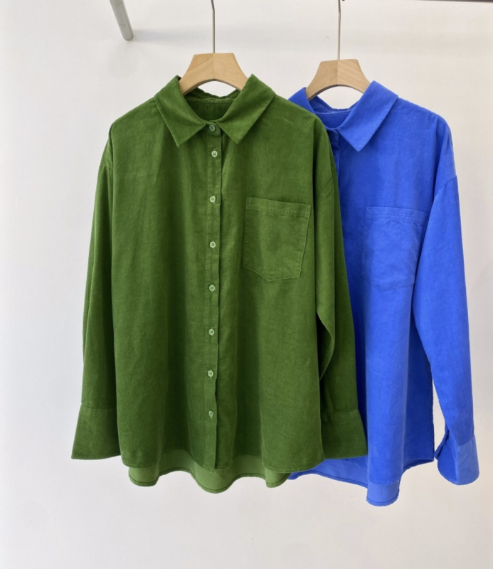 Pamukasta košulja, korejskog stila casual, slobodan kroj, dugi Raglan rukavi, polo ovratnik
