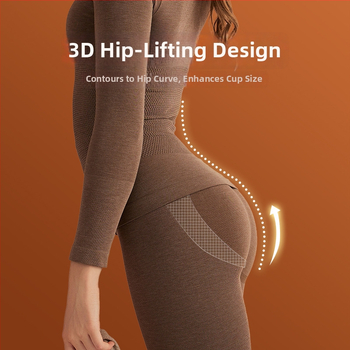 Sieviešu neilona termālais komplekts, ekstra biezs audums, augsta josta, ķermeņa formas, vidēja siltuma