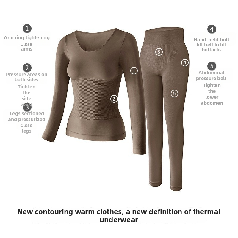 Sieviešu neilona termālais komplekts, ekstra biezs audums, augsta josta, ķermeņa formas, vidēja siltuma