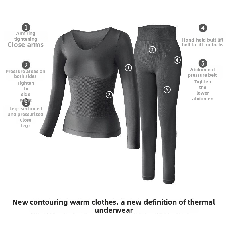 Sieviešu neilona termālais komplekts, ekstra biezs audums, augsta josta, ķermeņa formas, vidēja siltuma