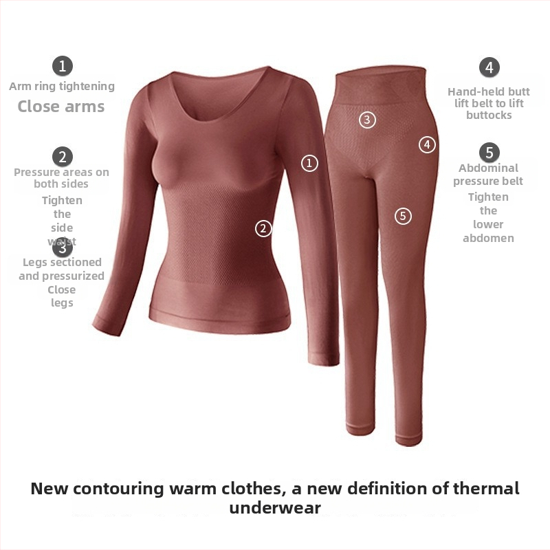 Sieviešu neilona termālais komplekts, ekstra biezs audums, augsta josta, ķermeņa formas, vidēja siltuma