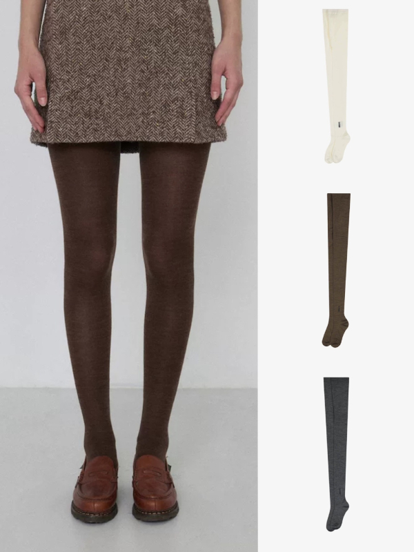 Vuneni legginsi, čarape i hulahopke – Jednobojne, Srednje debijine, Ženski japanski stil