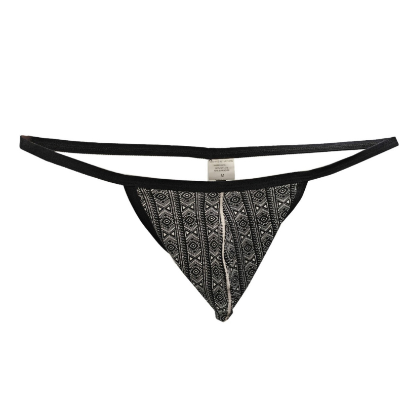 Thong din bumbac pentru bărbați, talie joasă, căptușeală din bumbac între picioare, 90–95% conținut de bumbac