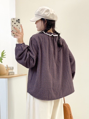 Košulja s uzorkom houndstooth, ovratnik lapel, pamuk 80–90%, fleec podstava zimi, opuštena kroj