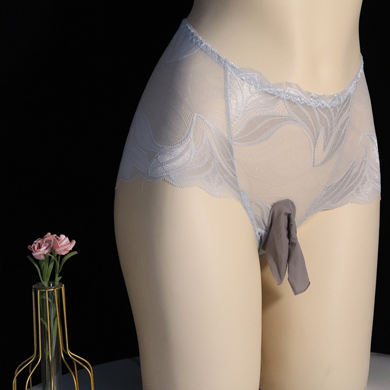 Moterų apatininės kelnaitės su atvira tarpskyria, permatoma nėrinė, kvėpuojantis nailonas, gėlių raštas, medvilnės įdėklas