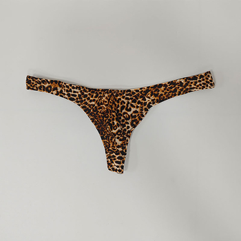 Lenjerie intimă masculin tip thong, imprimeu leopard, buzunar pentru bulge, talie joasă, poliester 90-95%
