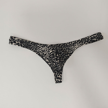 Lenjerie intimă masculin tip thong, imprimeu leopard, buzunar pentru bulge, talie joasă, poliester 90-95%
