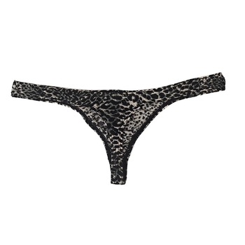 Lenjerie intimă masculin tip thong, imprimeu leopard, buzunar pentru bulge, talie joasă, poliester 90-95%