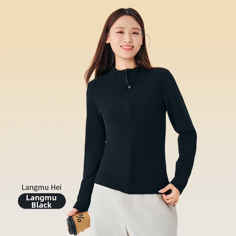 Sieviešu termo jaka ar velūra iekšējo odieru un pusi stāvoša kakla, viskozes audums, 201–250 g/m2, piemērota gan ārējai jakai, gan kā pamatslānis