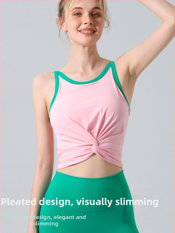 Sieviešu bez piedurknēm sporta krūšturis un joga bikses komplekts, neilons‑spandeksa audums, iekļauta krūšu pildviela, pulovera tops