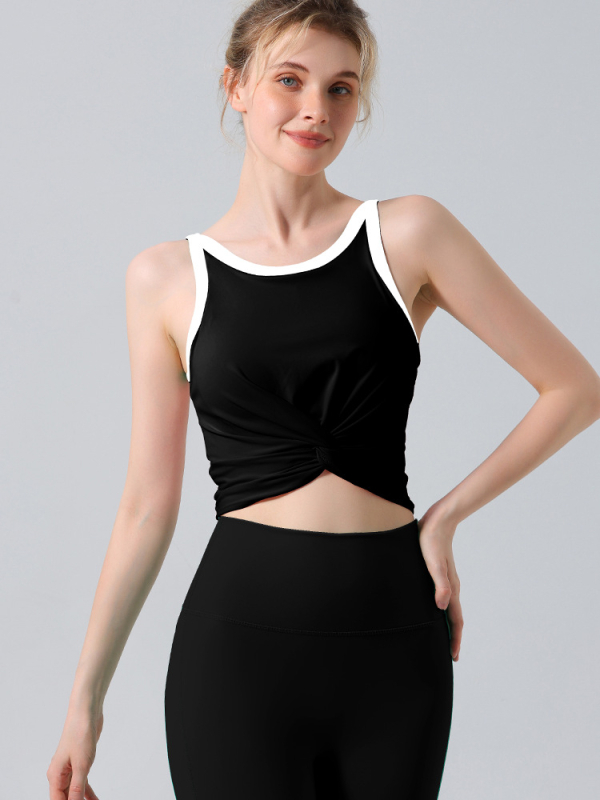 Sieviešu bez piedurknēm sporta krūšturis un joga bikses komplekts, neilons‑spandeksa audums, iekļauta krūšu pildviela, pulovera tops