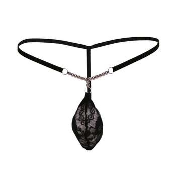 Vyriski G-string apatiniai, žemas liemuo, nėriniai, permatomas, poliesteris, 95–100% poliesterio