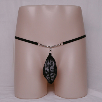 Vyriski G-string apatiniai, žemas liemuo, nėriniai, permatomas, poliesteris, 95–100% poliesterio