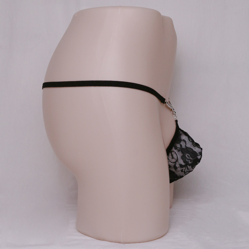 Vyriski G-string apatiniai, žemas liemuo, nėriniai, permatomas, poliesteris, 95–100% poliesterio