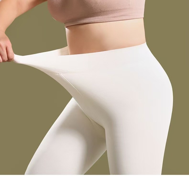 Bijele plus-size ženske tajice za jesen-zimu, s fleece unutrašnjom, debele, jedinstvenog kroja za ples