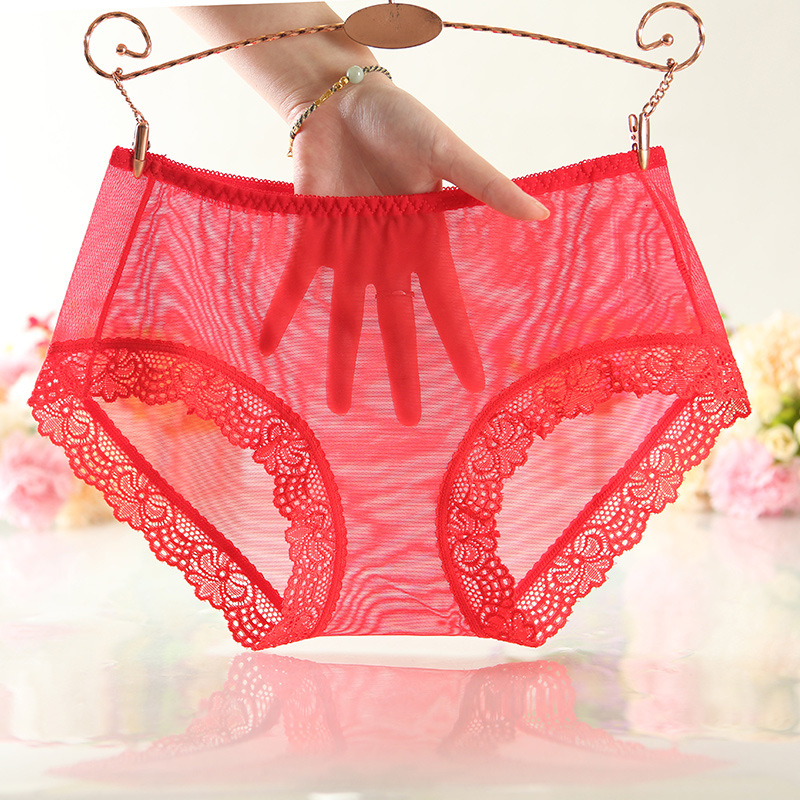 Γυναικείες βρακάκια με δίχτυ δαντέλας, μεσαίας μέσης, αναπνέοντα, γρήγορο στέγνωμα, πλεκτό ύφασμα από δίχτυ