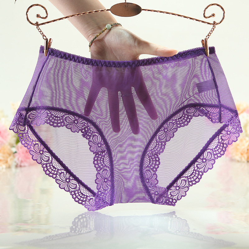 Γυναικείες βρακάκια με δίχτυ δαντέλας, μεσαίας μέσης, αναπνέοντα, γρήγορο στέγνωμα, πλεκτό ύφασμα από δίχτυ