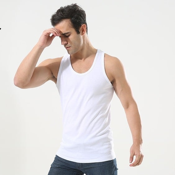 Vyriska I formos liemenė, 100% medvilnė, apvalus kaklo, vidutinio tankio audinys 141–160 g/m²