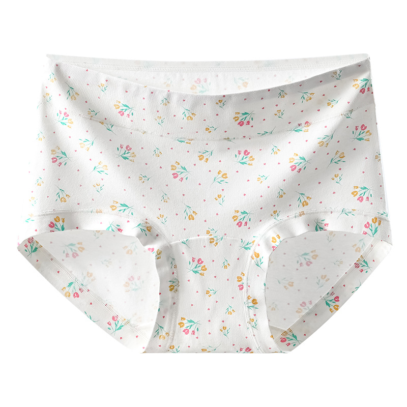 Ženske donje gaćice od pamuka s floralnim uzorkom, visok pojas, seoski stil, plus veličina