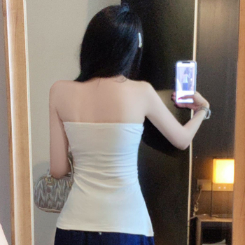 Топ без презрамки, слим фит, къс дизайн, животински принт, вискоза-спандекс смес