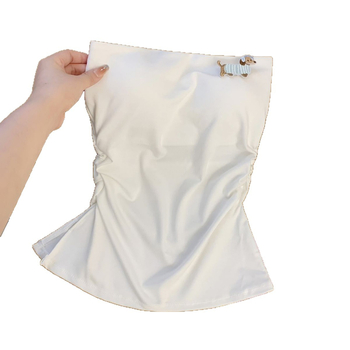 Топ без презрамки, слим фит, къс дизайн, животински принт, вискоза-спандекс смес