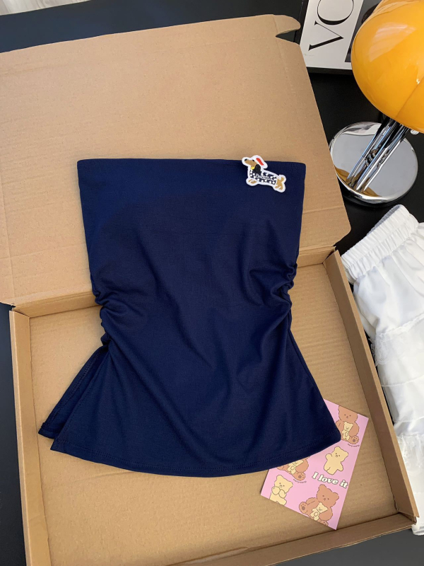 Топ без презрамки, слим фит, къс дизайн, животински принт, вискоза-спандекс смес