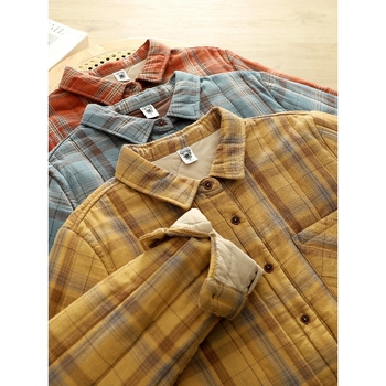 Bluza de damă din bumbac gros cu model în carouri, stil cardigan retro, mâneci lungi, croială lejeră, lavabilă la mașină