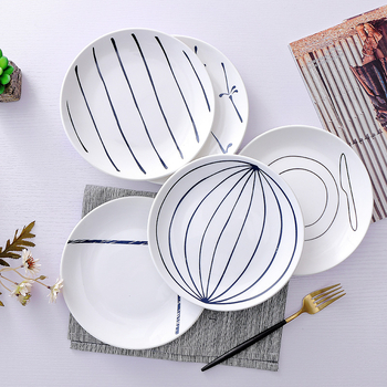 Porcelanski tanjur – skandinavski stil, okrugli, višestruki uzorci, pogodan za mikrovalnu pećnicu