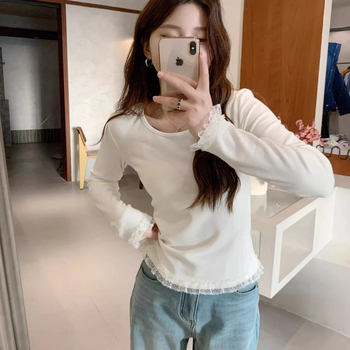 Žindymo marškinėliai su atvartu maitinti, medvilnės mišinio audinys, apvali kaklo linija, ilgos rankovės, rudenį-žiema stilius