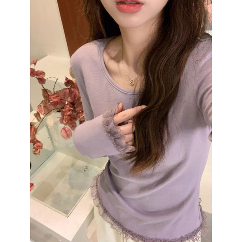 Žindymo marškinėliai su atvartu maitinti, medvilnės mišinio audinys, apvali kaklo linija, ilgos rankovės, rudenį-žiema stilius