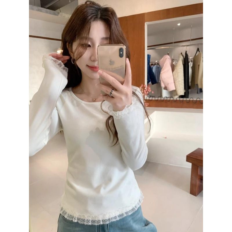 Žindymo marškinėliai su atvartu maitinti, medvilnės mišinio audinys, apvali kaklo linija, ilgos rankovės, rudenį-žiema stilius