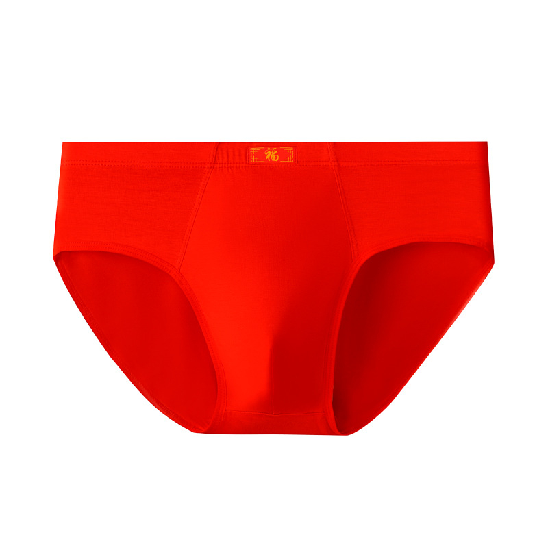 Modal crvene muške briefs srednje visine, udoban, prozračan, plus size