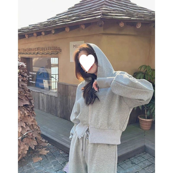 Hooded Sweatshirt u američkom stilu s dvostrukim zatvaračem — Corduroy tkanina; krzno od kunića <30%; mješavina drugih vlakana; proljeće 2023