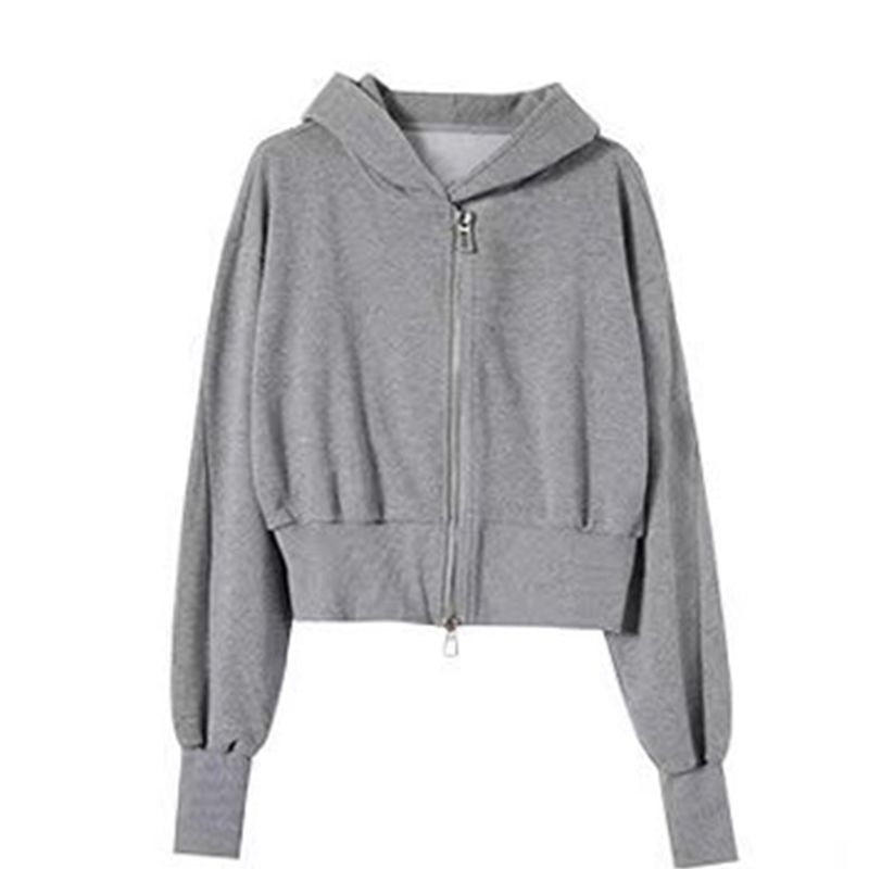 Hooded Sweatshirt u američkom stilu s dvostrukim zatvaračem — Corduroy tkanina; krzno od kunića <30%; mješavina drugih vlakana; proljeće 2023