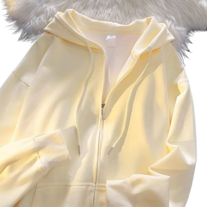 Ženski corduroy kardigan na zip s kapuljom, srednja duljina, proljeće 2023, mješavina rabbit fur (<30%), sekundarna tkanina Other