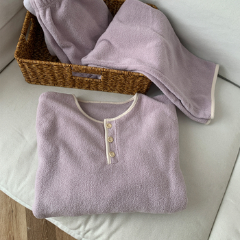 Set pidžama, snježni flis, okrugli izrez, dugi rukavi, debljina 251-300 g/m², sladak i simpatičan stil