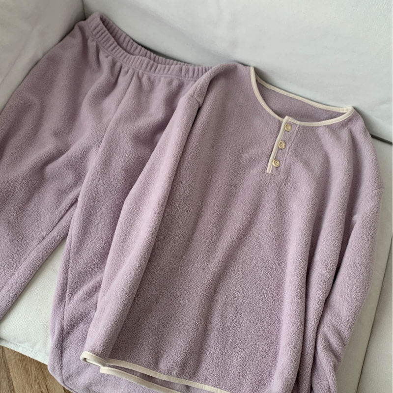 Set pidžama, snježni flis, okrugli izrez, dugi rukavi, debljina 251-300 g/m², sladak i simpatičan stil