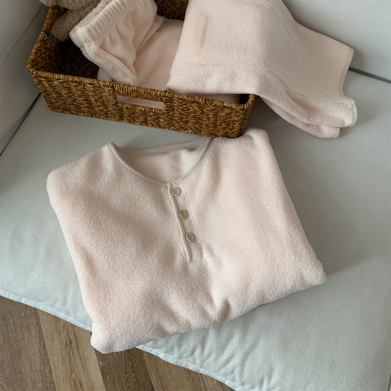 Set pidžama, snježni flis, okrugli izrez, dugi rukavi, debljina 251-300 g/m², sladak i simpatičan stil