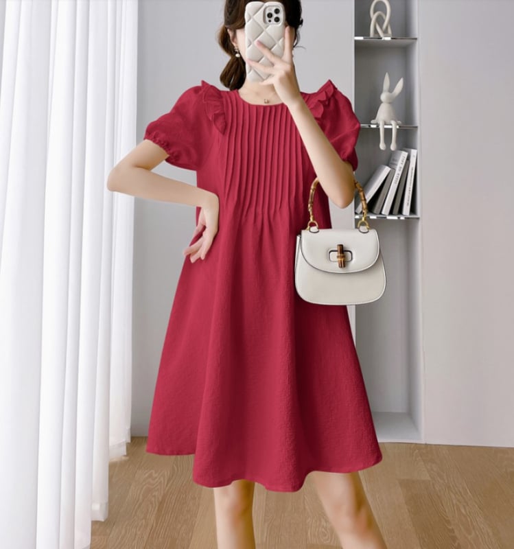 Φορμά εγκυμοσύνης για θηλάζουσα με φτερωτά μανίκια, μίντι φόρεμα με Α-γραμμή, ύφασμα βαμβάκι-πολυεστέρας