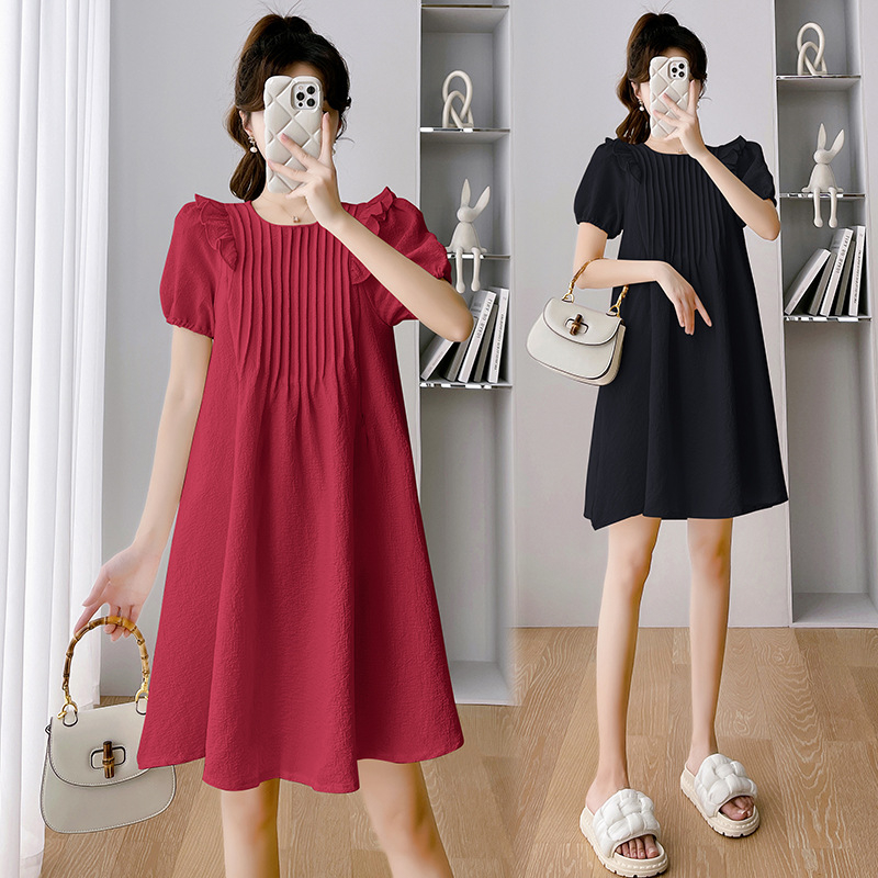 Φορμά εγκυμοσύνης για θηλάζουσα με φτερωτά μανίκια, μίντι φόρεμα με Α-γραμμή, ύφασμα βαμβάκι-πολυεστέρας