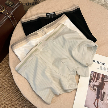 Boxeri bărbați din bumbac, unicolor, respirabili și antibacterieni, talie medie, fără cusături, căptușeală de viscoză (90–95%).