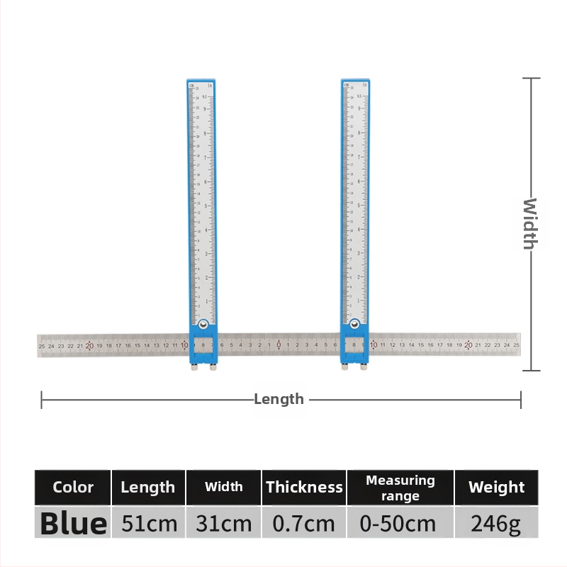 Ръчно ортопедично калипер-правило с часовник за измерване на ширината на лицето, слабините, ханша и таза