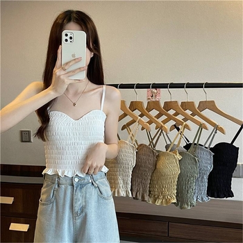 Женска камизола от Ice Silk, без гръб, с плисирана задна част, в стил жилетка, талия дължина, средни чашки