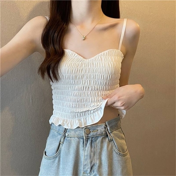 Женска камизола от Ice Silk, без гръб, с плисирана задна част, в стил жилетка, талия дължина, средни чашки